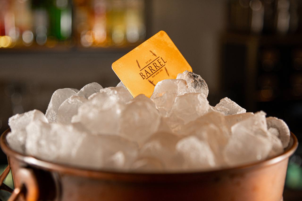 Barrel Club gold card on ice
